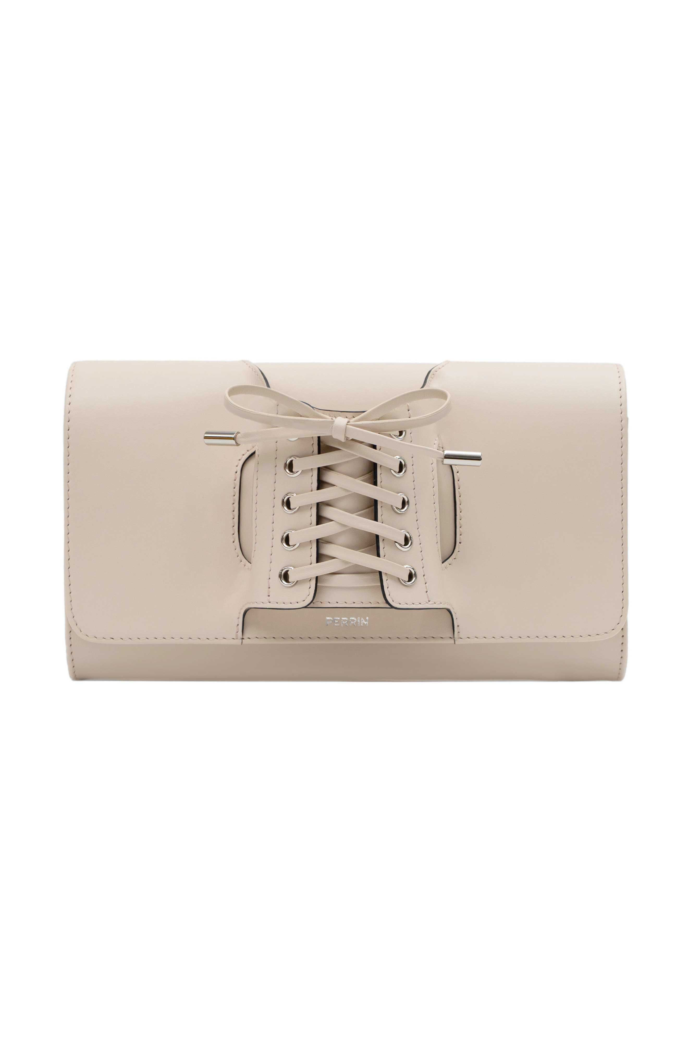 LA CORSETTE LEATHER GLOVE CLUTCH IN CREME – PERRIN PARIS