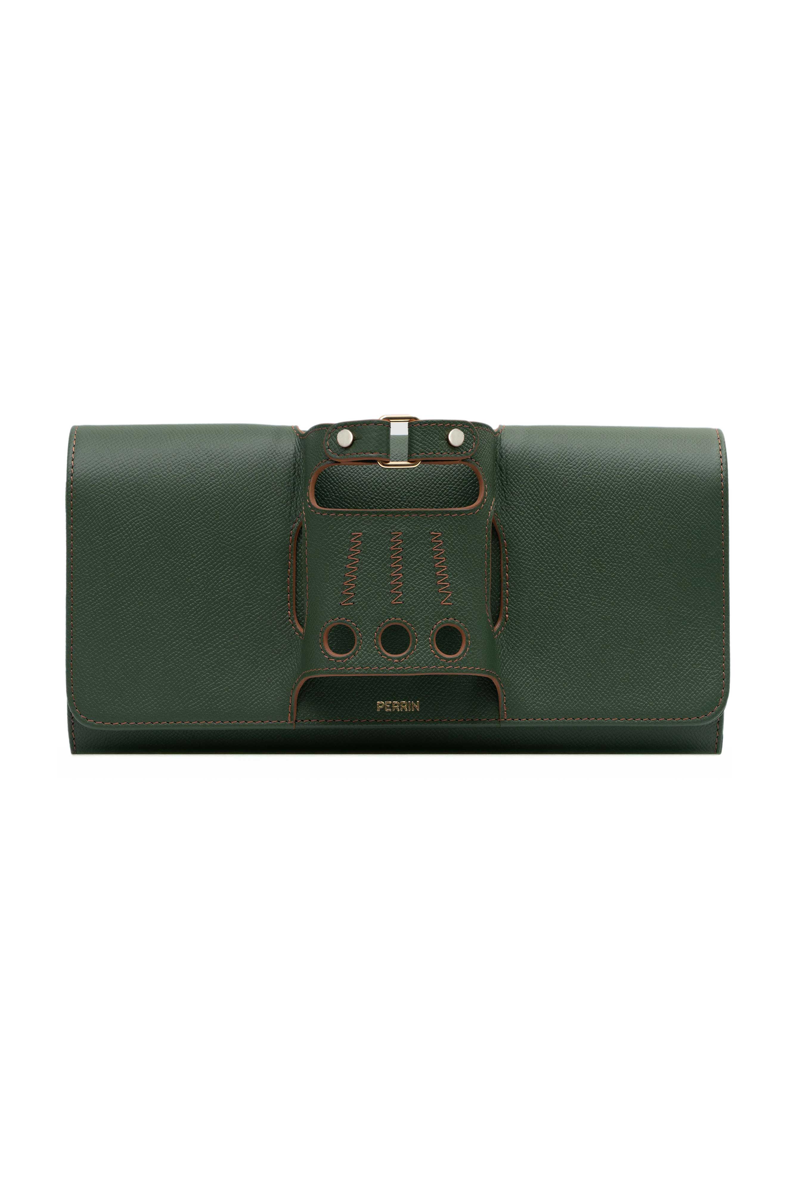 LE CABRIOLET LEATHER GLOVE CLUTCH IN PINE – PERRIN PARIS