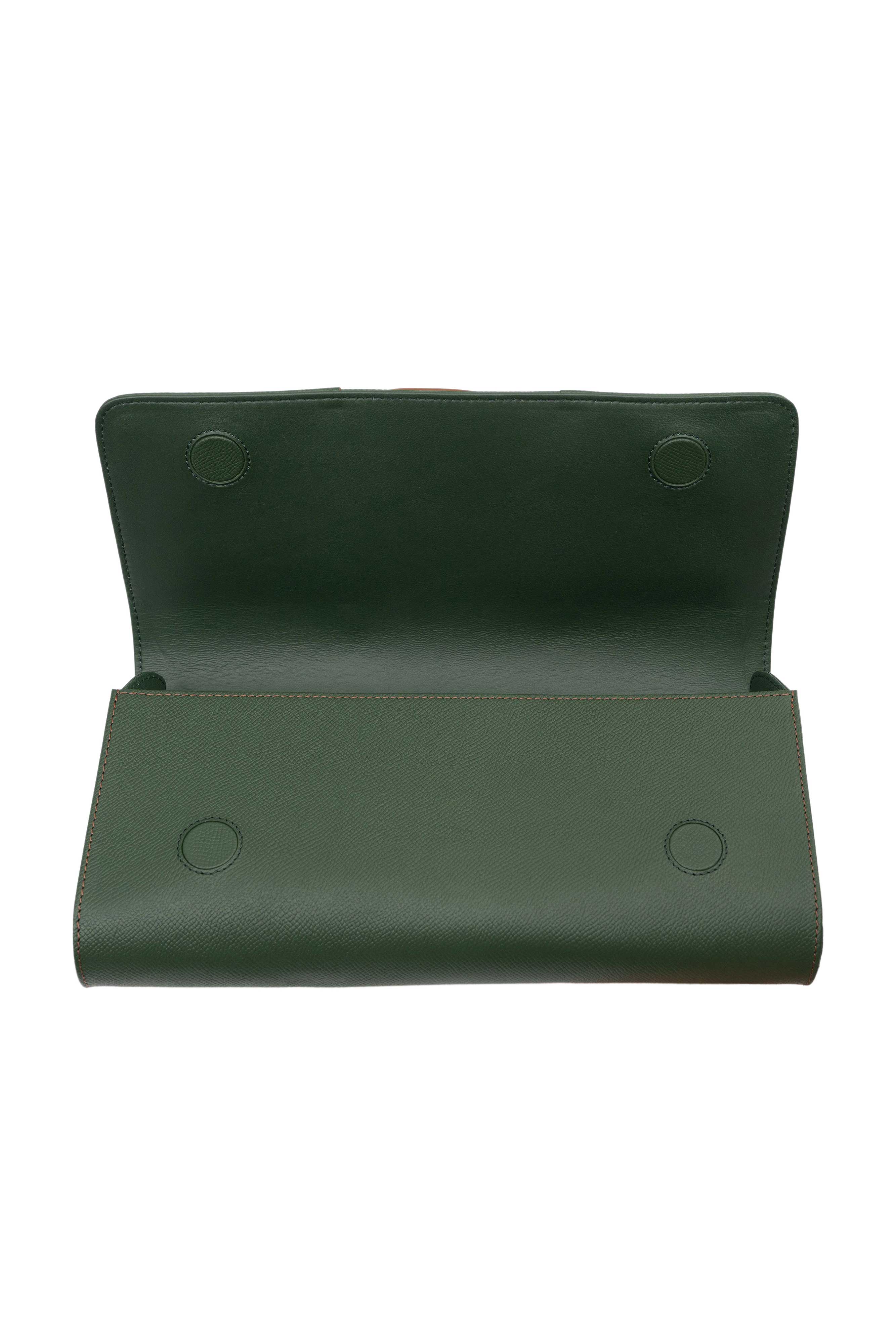 LE CABRIOLET LEATHER GLOVE CLUTCH IN PINE – PERRIN PARIS