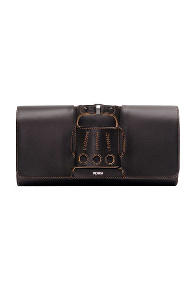 PERRIN PARIS ペランパリ 黒 レザー クラッチバッグ LE CABRIOLET LEATHER GLOVE CLUTCH IN ESPRESSO – PERRIN PARIS