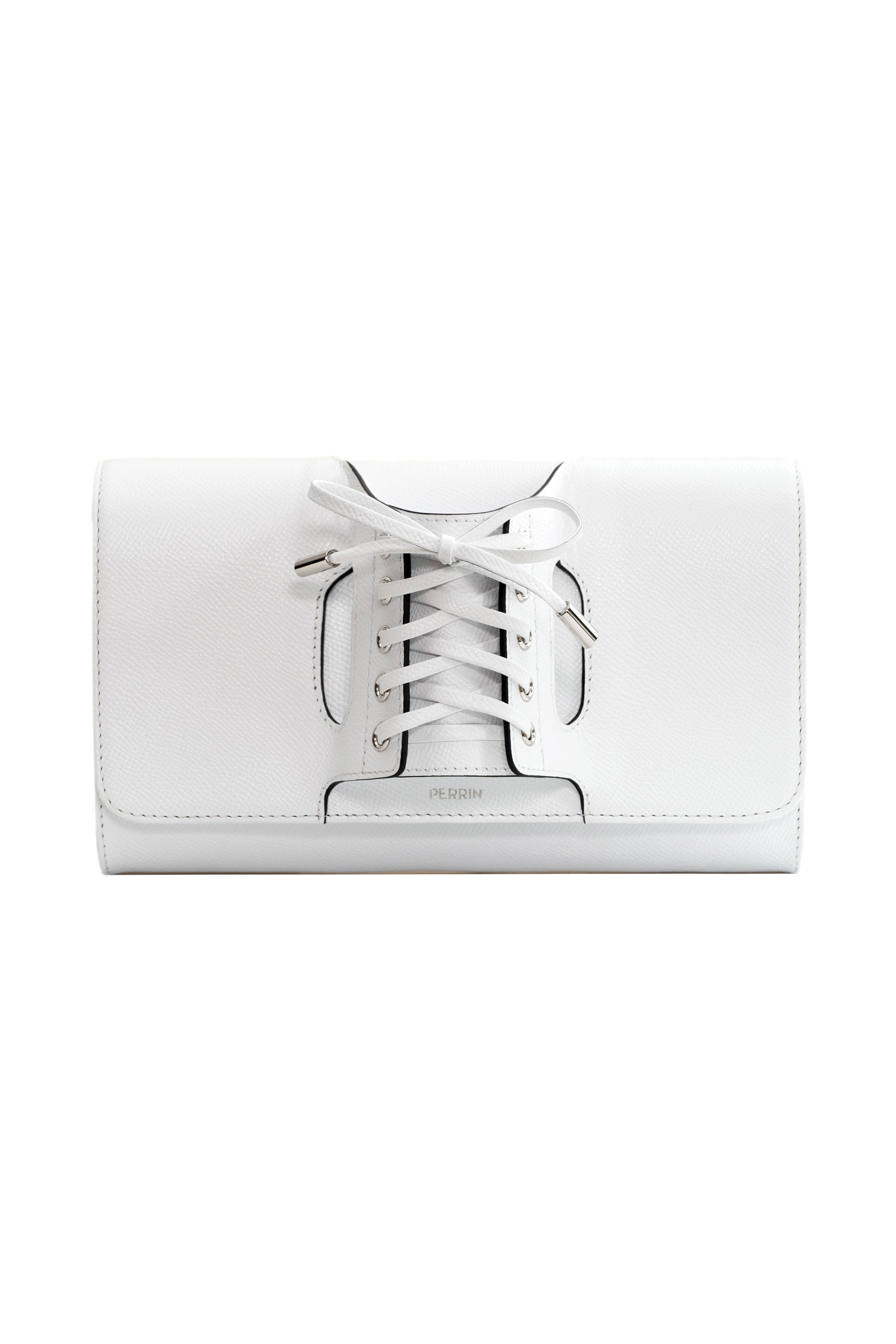 LA CORSETTE LEATHER GLOVE CLUTCH IN WHITE – PERRIN PARIS