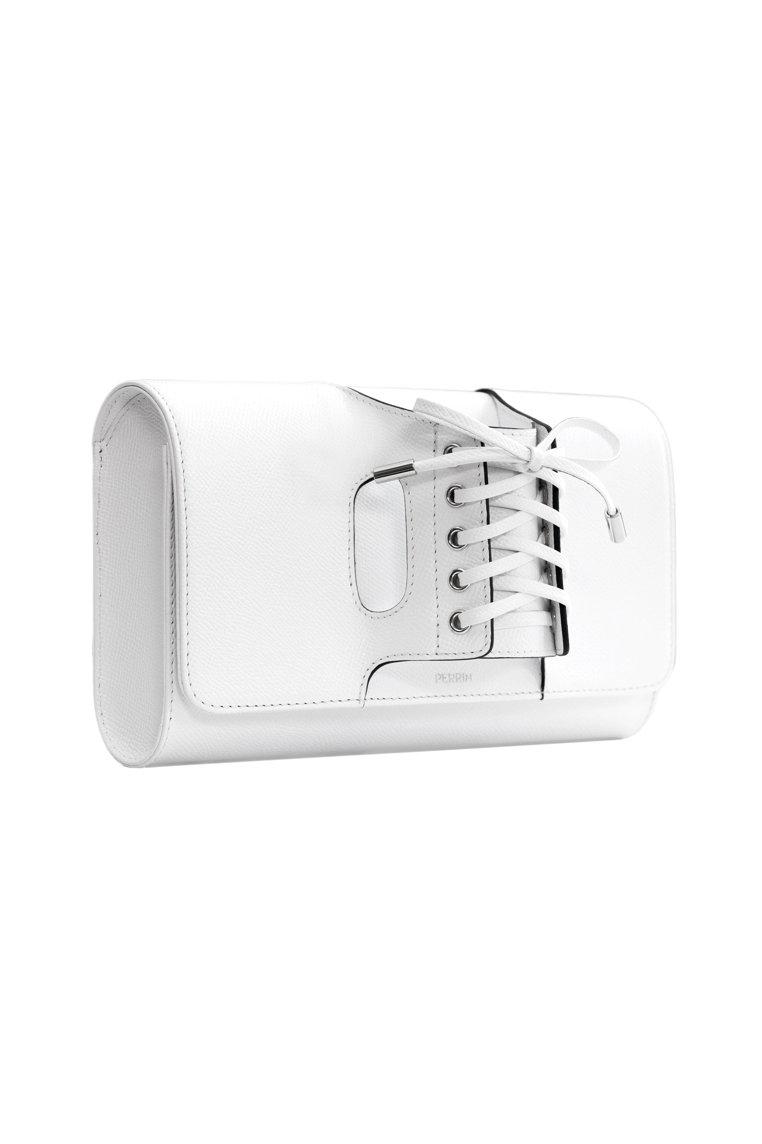 ホワイトハープ 15弦　パッションホワイト ケース ストラップ 教本 一式セット LA CORSETTE LEATHER GLOVE CLUTCH IN WHITE – PERRIN PARIS