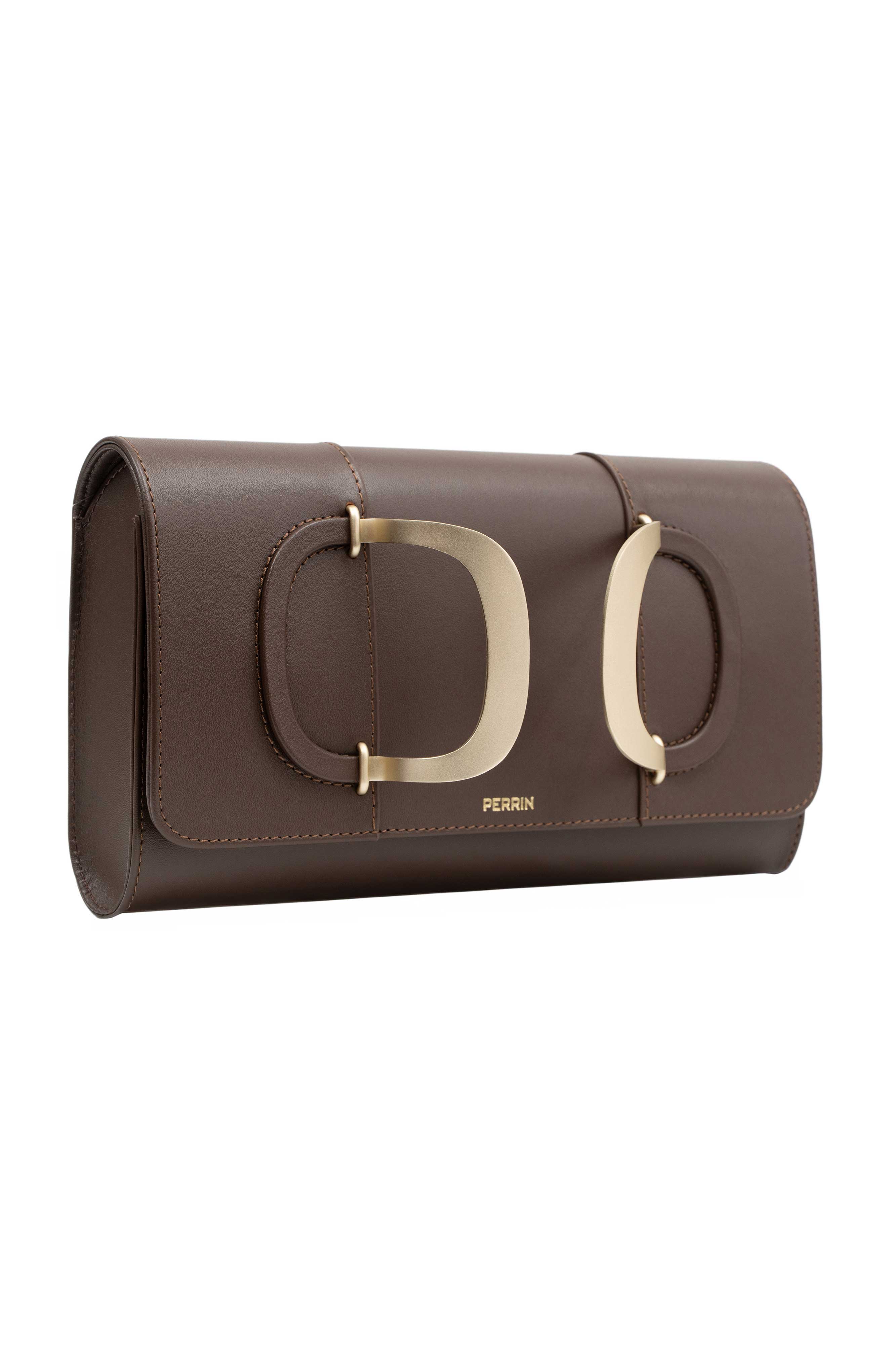 LE DUELLE LEATHER GLOVE CLUTCH IN ESPRESSO – PERRIN PARIS