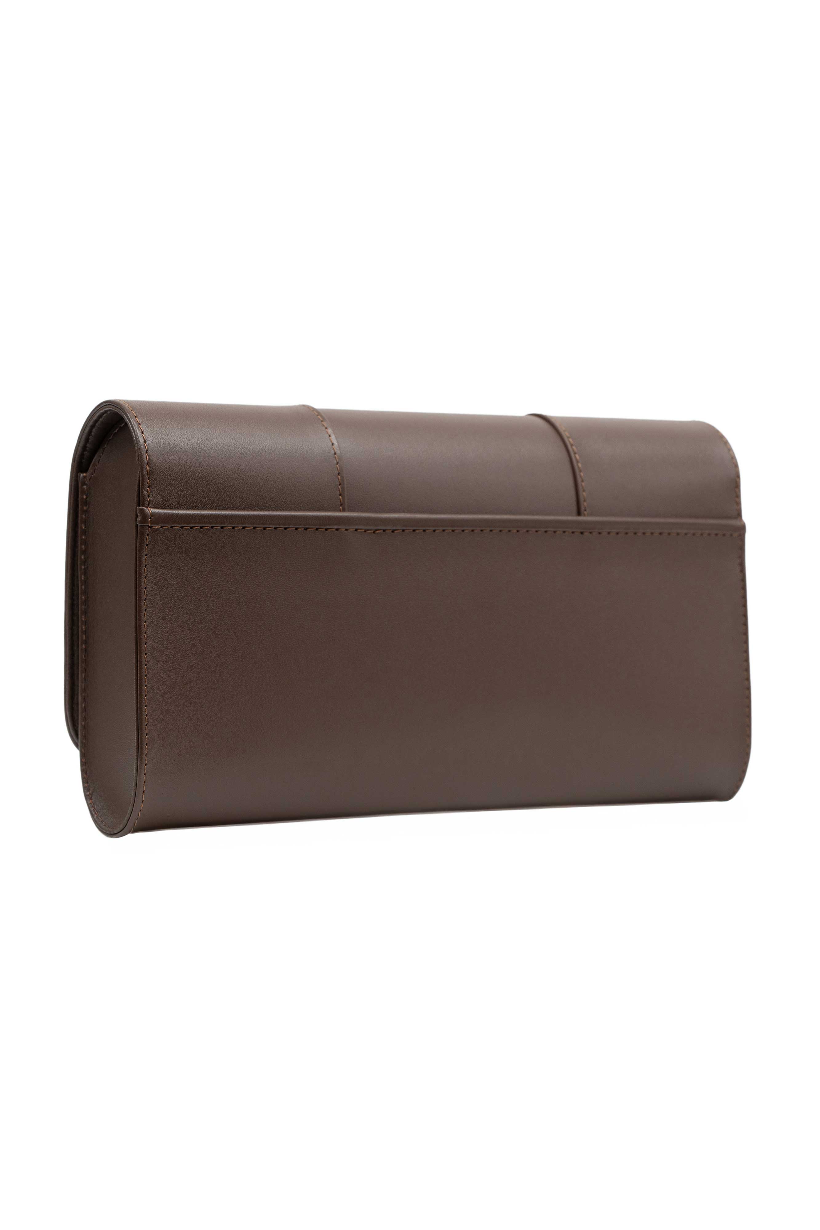 LE DUELLE LEATHER GLOVE CLUTCH IN ESPRESSO – PERRIN PARIS
