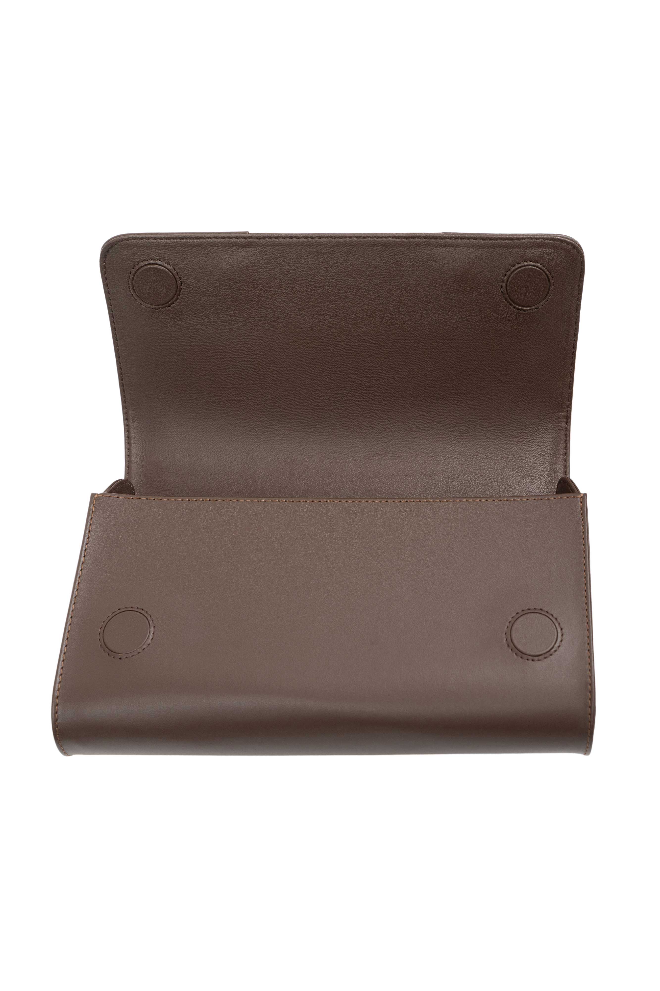 LE DUELLE LEATHER GLOVE CLUTCH IN ESPRESSO – PERRIN PARIS