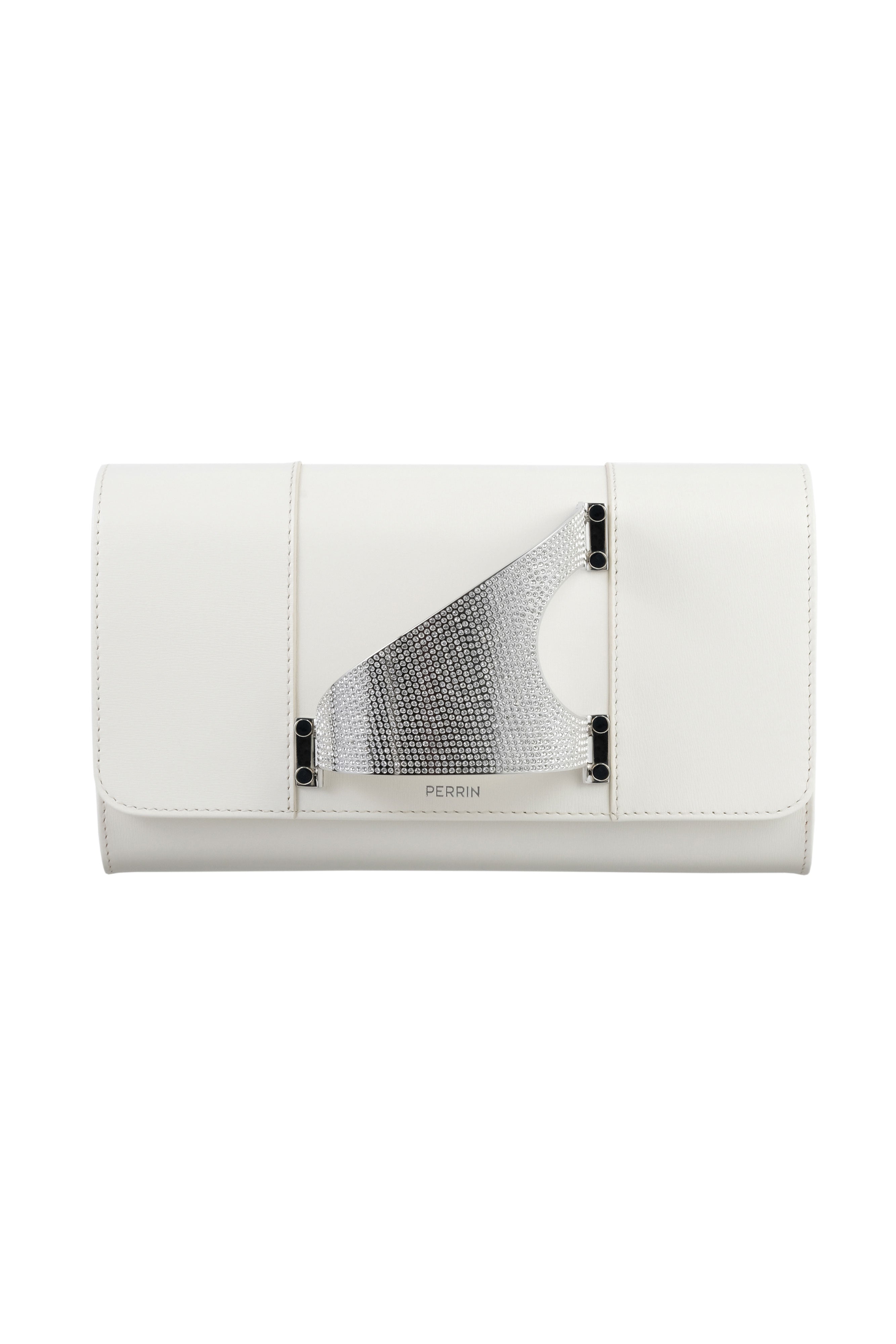 L'EIFFEL STRASS LEATHER GLOVE CLUTCH IN MILK – PERRIN PARIS