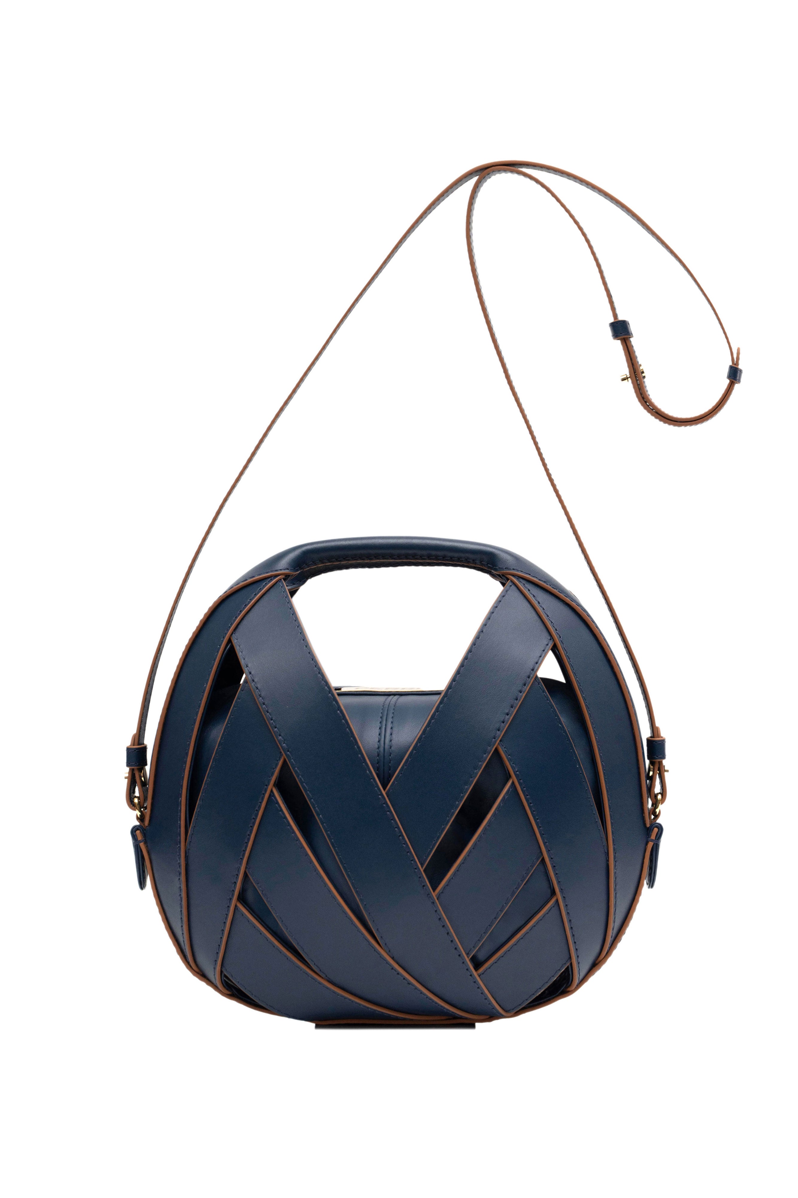 LE PETIT PANIER LEATHER CROSSBODY HANDBAG IN NAVY – PERRIN PARIS