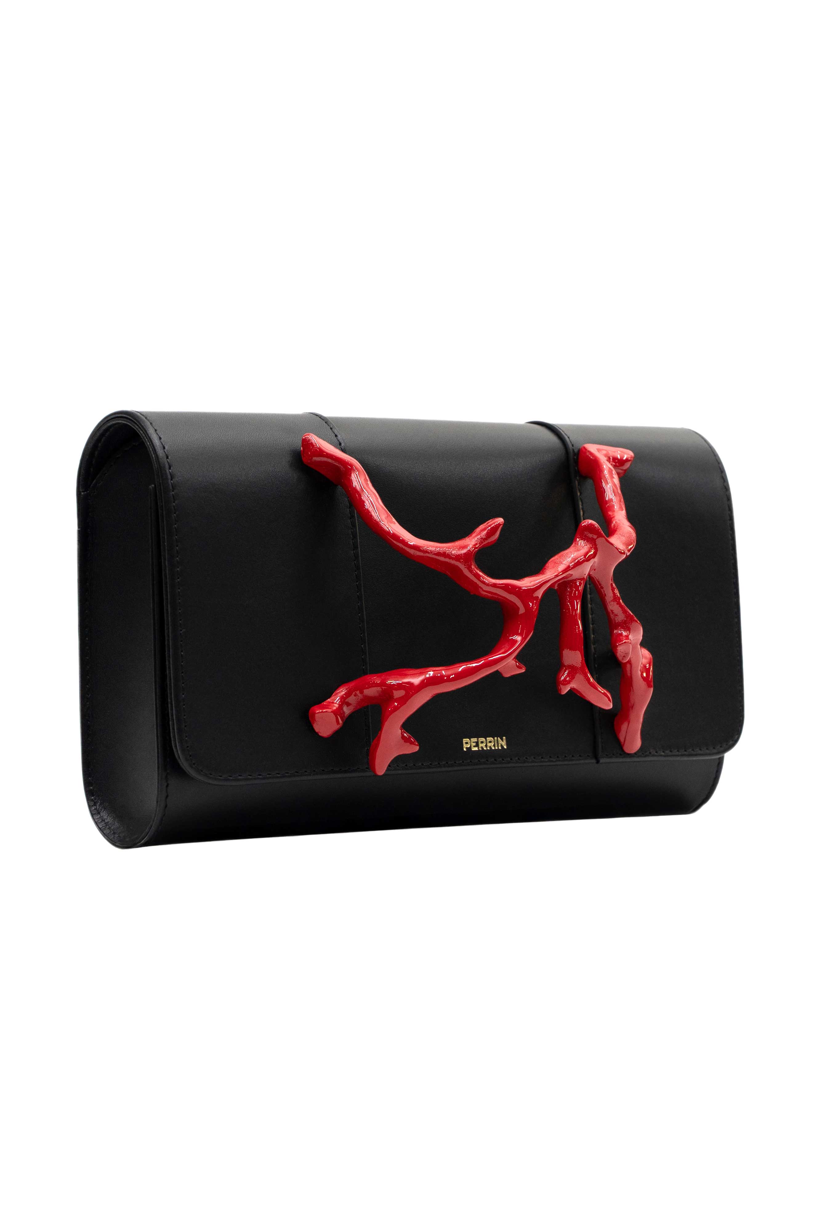 LE CORAIL LEATHER GLOVE CLUTCH IN BLACK – PERRIN PARIS