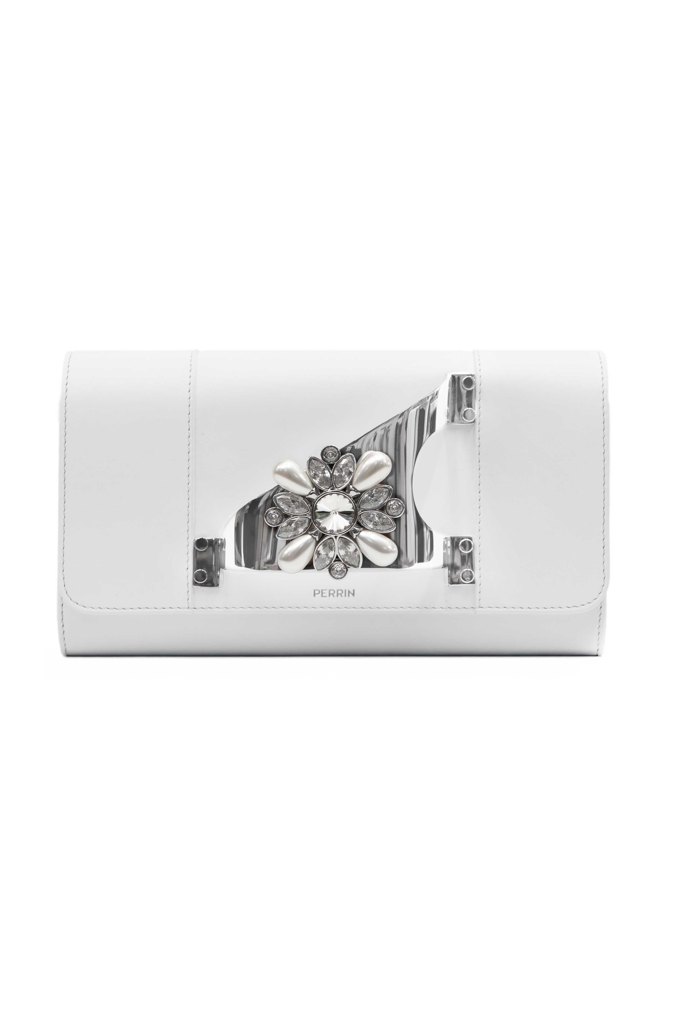 L'EIFFEL BIJOUX LEATHER GLOVE CLUTCH IN WHITE – PERRIN PARIS