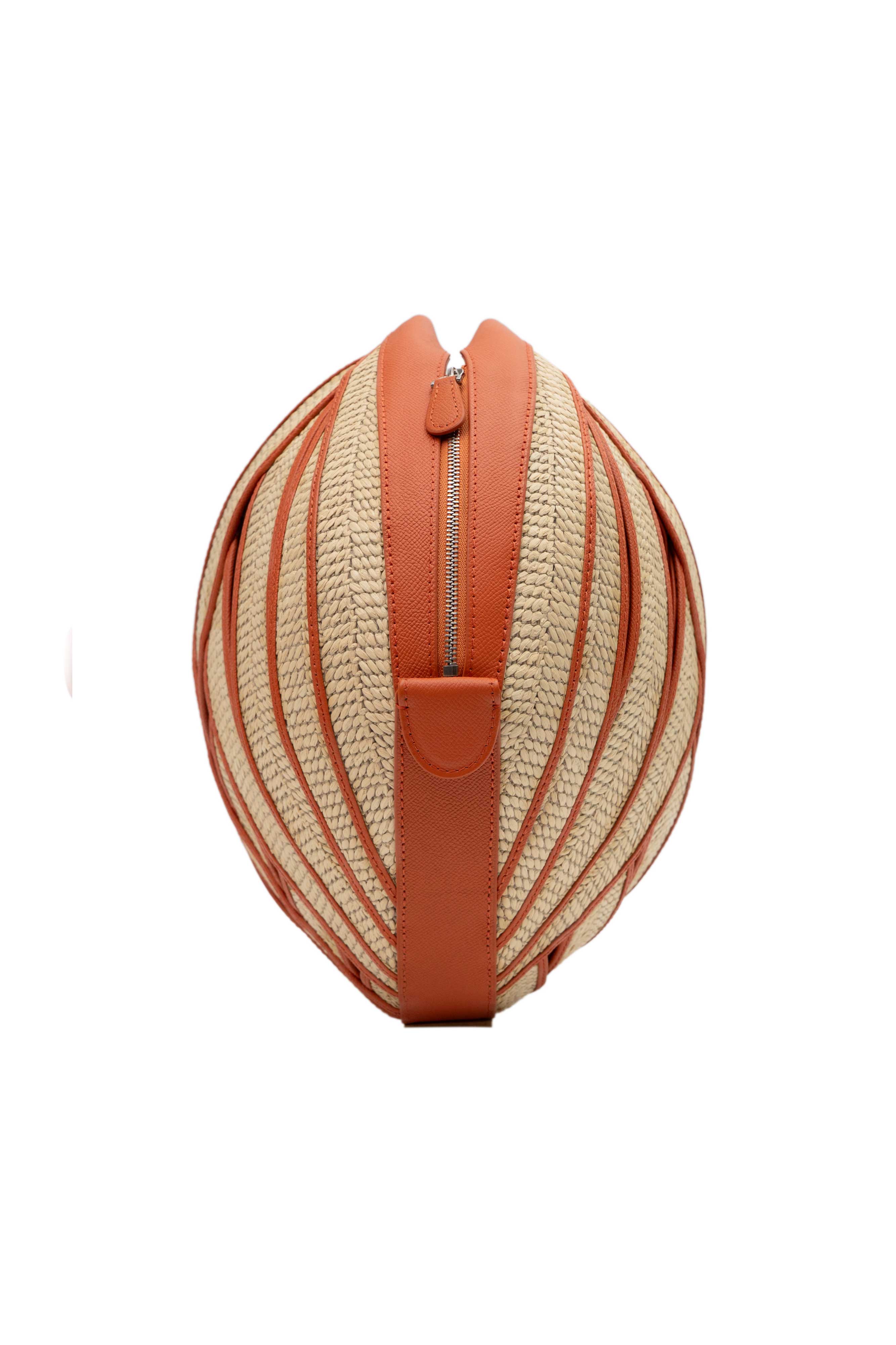LE PANIER RAFFIA BASKET HANDBAG IN FLAME – PERRIN PARIS