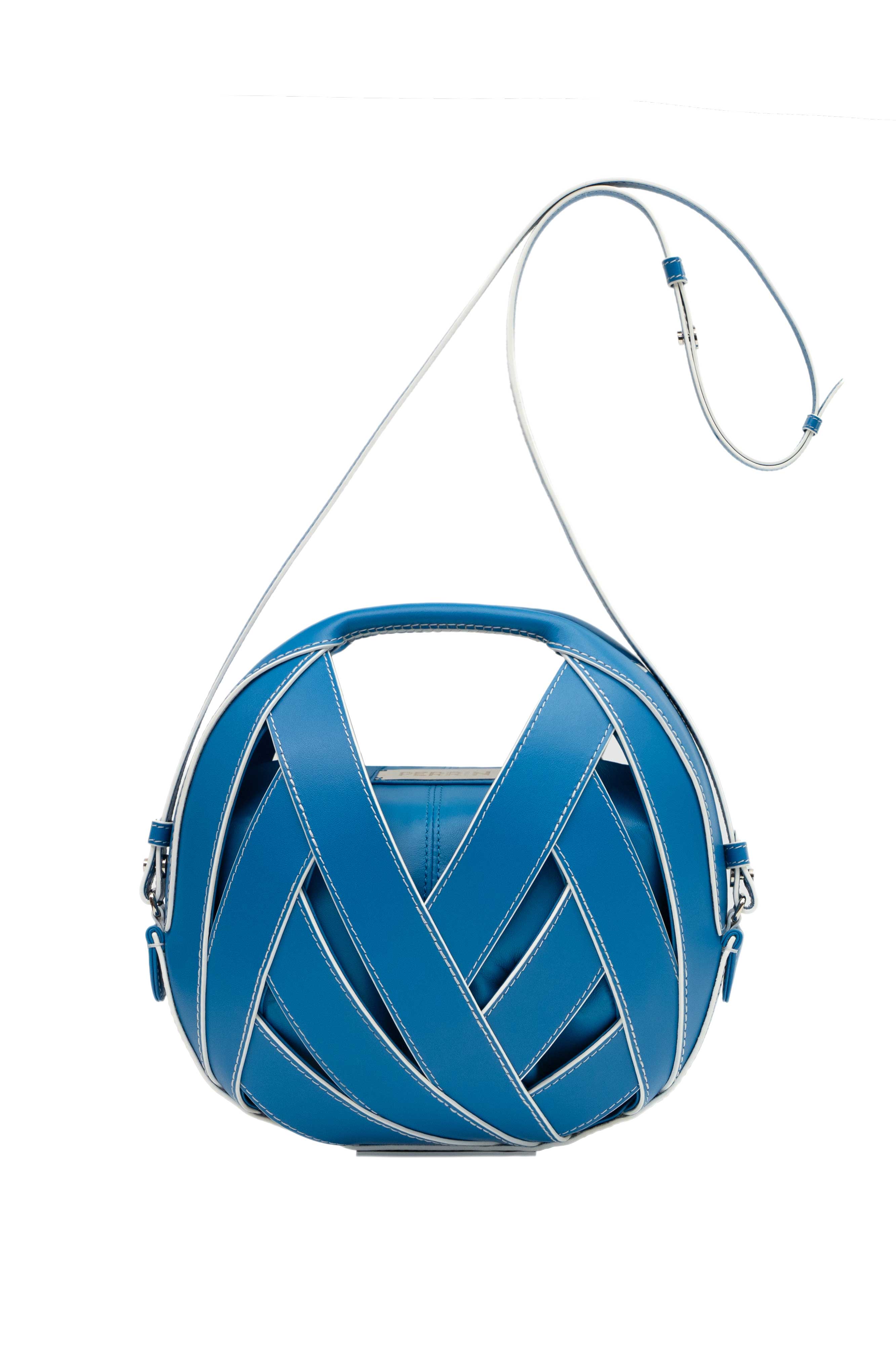 LE PETIT PANIER LEATHER CROSSBODY HANDBAG IN AZUR – PERRIN PARIS