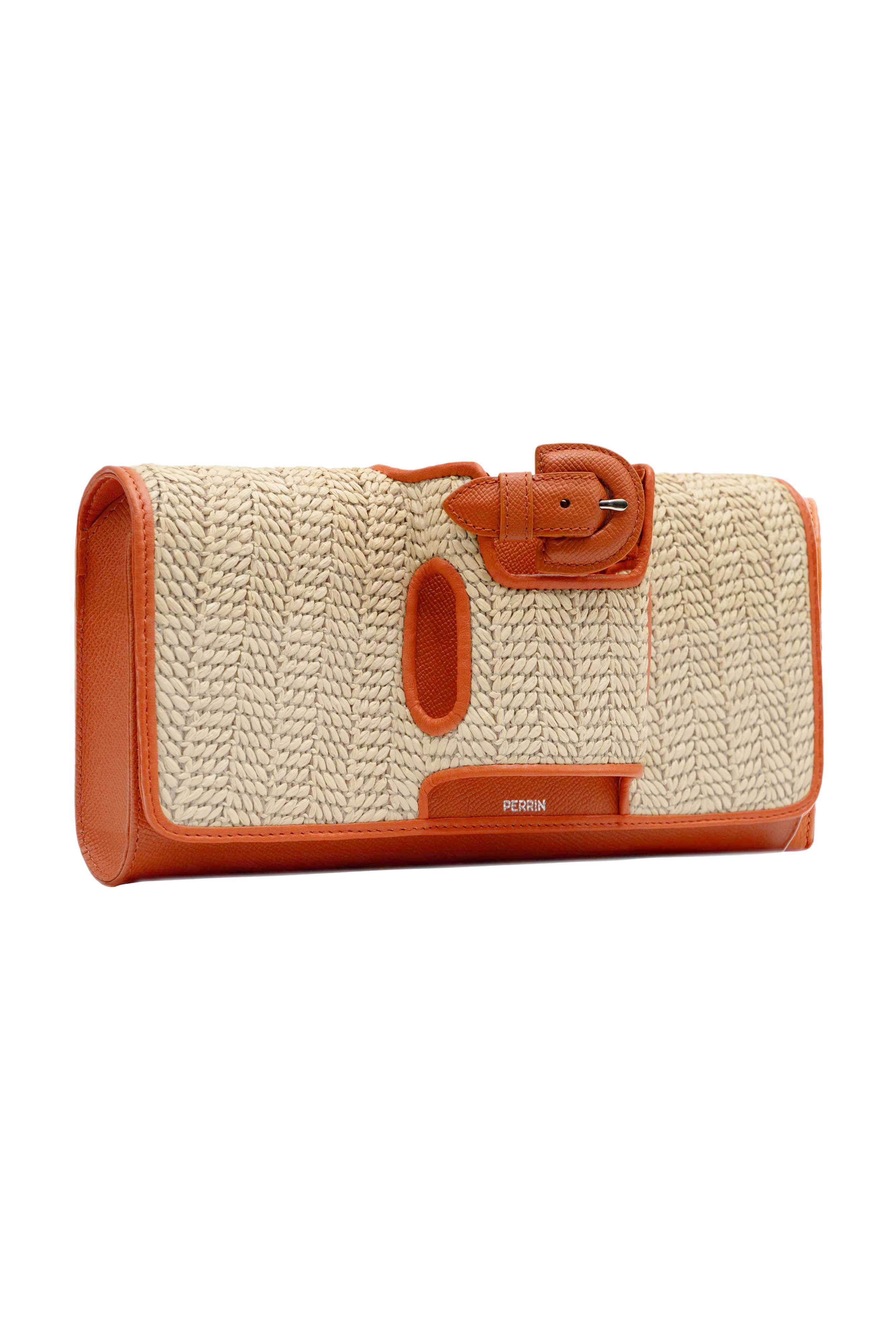 LA PARISIENNE RAFFIA GLOVE CLUTCH IN FLAME – PERRIN PARIS