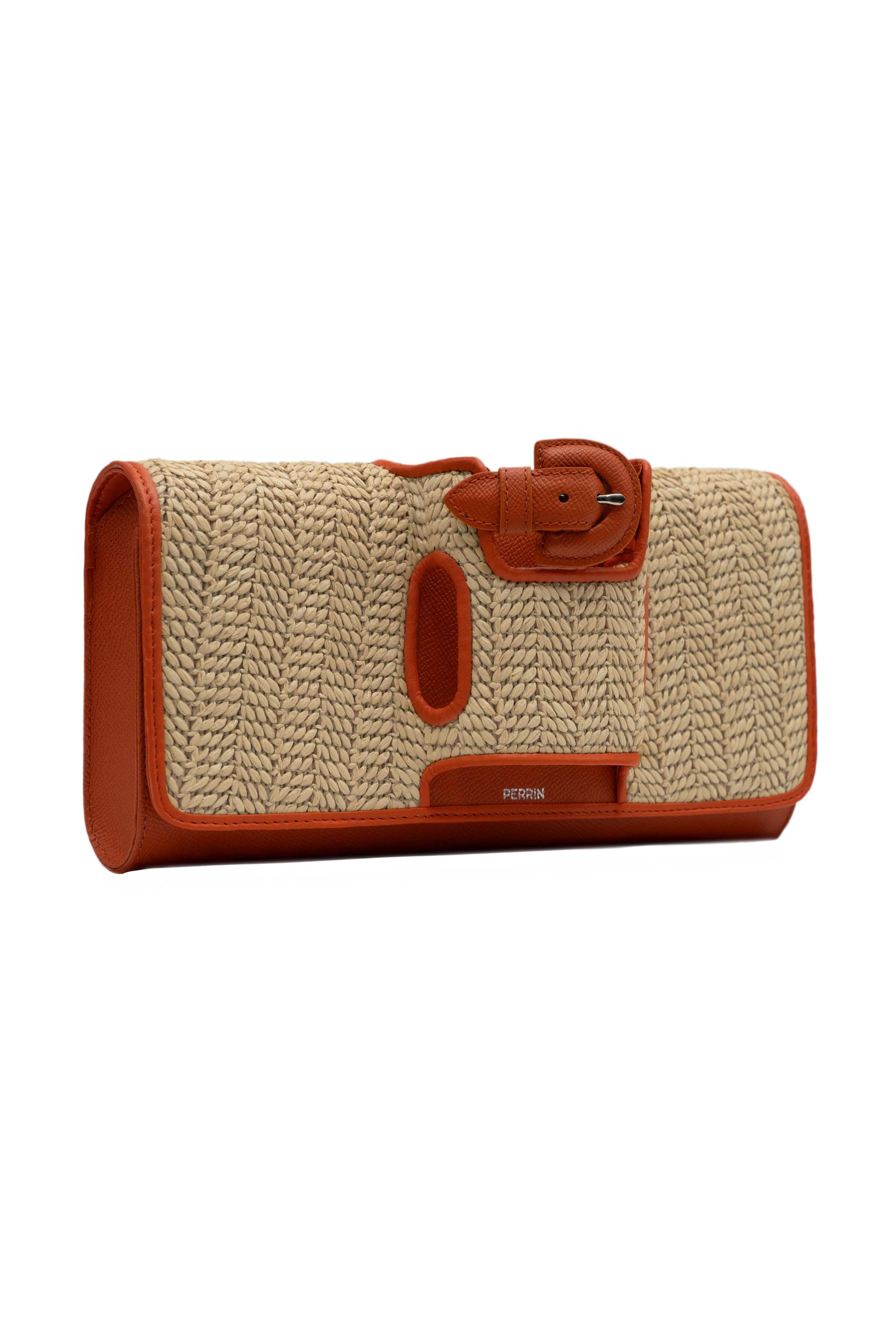 LA PARISIENNE RAFFIA GLOVE CLUTCH IN FLAME – PERRIN PARIS